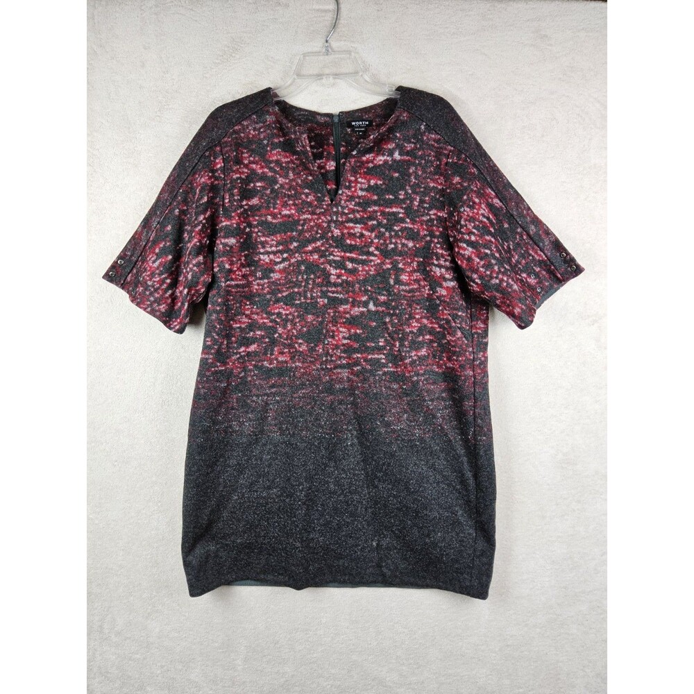 Worth Women's Wool Blend Lined Short Sleeve V Neck Dress Size 16